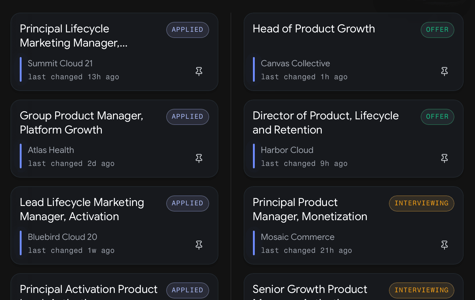 Opportunities screen